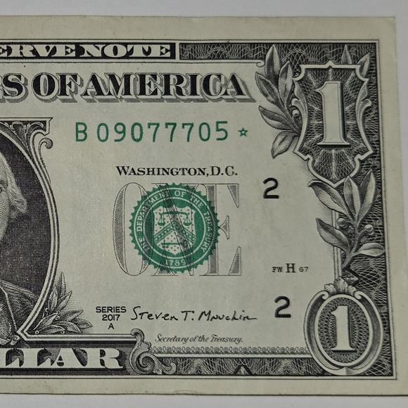 Other - 2017A One Dollar Bill Lucky 7's and Star Note B09077705* FRB New York (B327)